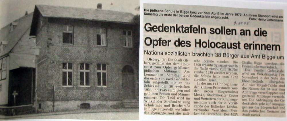 Zeitungsartikel und Fotos von Heinz Lettermann aus der Westfalenpost vom 9. November 1995