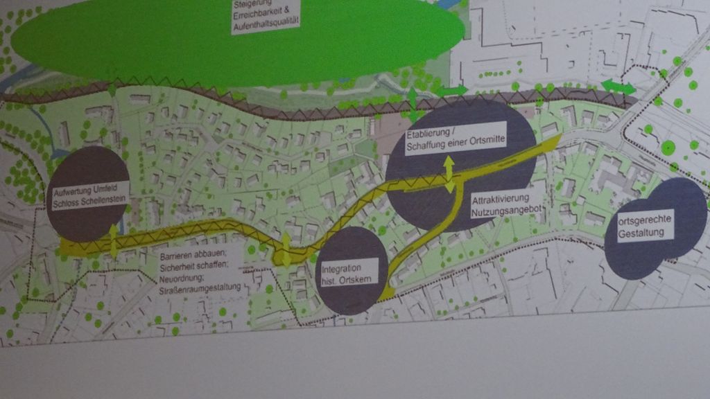 Ein Blick auf den Planungsbereich mit möglichen Schwerpunkten. Plan: Stadt Olsberg / Ingenieurbüro Hoffmann-Stakemeier