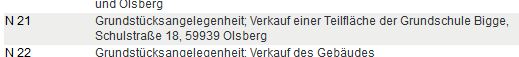 Der Tagesordnungspunkt zum Verkauf einer Teilfläche der Grundschule Bigge, war zunächst nur im nichtöffentlichen Teil der Ratssitzung am 19. Dezember 2019 zu finden. Screenshot: Ratsinformationssystem Stadt Olsberg