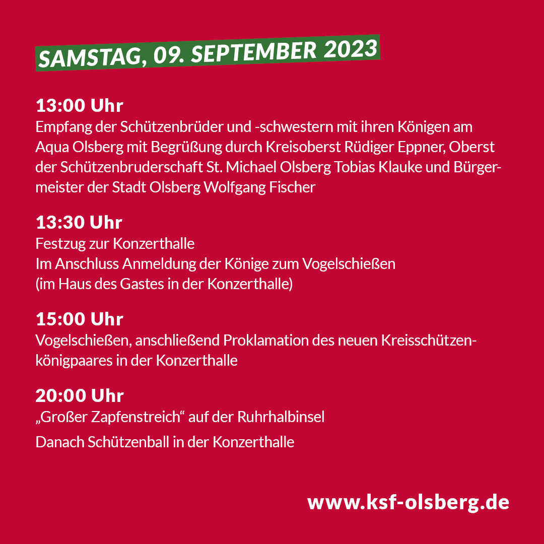 Kreisschützenfest in Olsberg vom 8. - 10. September 2023