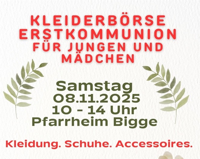 Kommunionkleiderbörse der Caritas-Konferenz Bigge am 08.11.2025